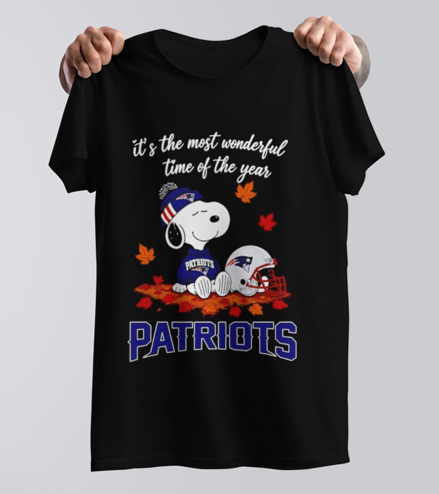 New England Patriots Snoopy Fall Halloween 2026 Most Wonderful Time Of The Year T-Shirt