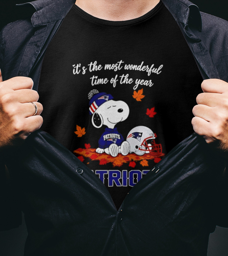 New England Patriots Snoopy Fall Halloween 2026 Most Wonderful Time Of The Year T-Shirt