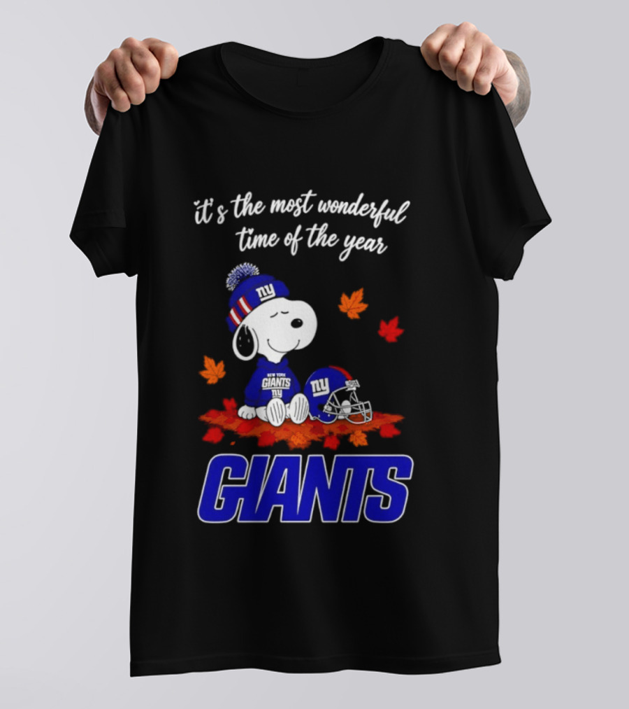 New York Giants Snoopy Fall Halloween 2026 Most Wonderful Time Of The Year T-Shirt