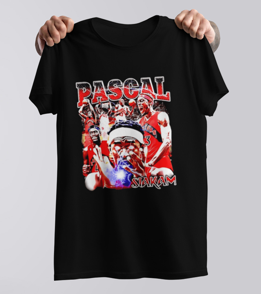 Pascal Siakam Toronto Raptors Thunder Eyes Basketball Player Action Collage T-Shirt
