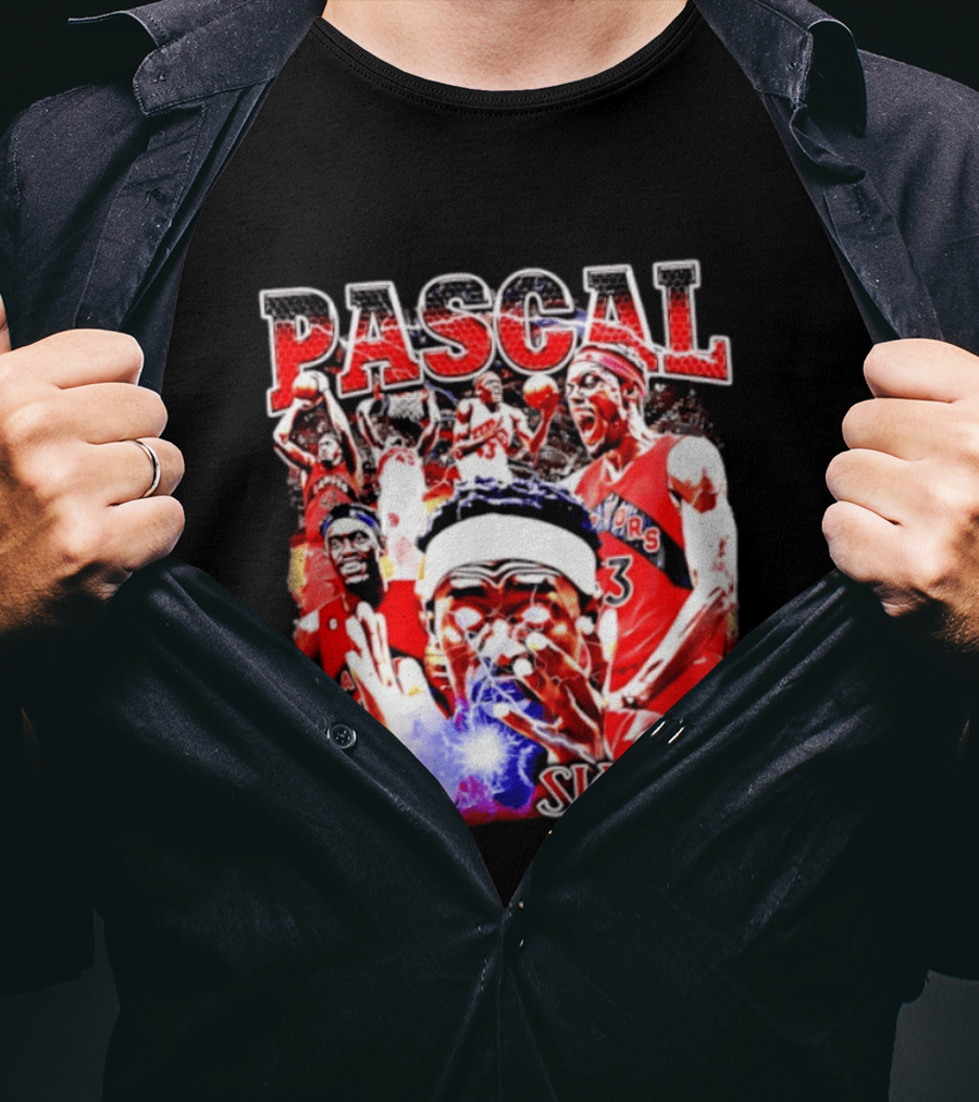 Pascal Siakam Toronto Raptors Thunder Eyes Basketball Player Action Collage T-Shirt