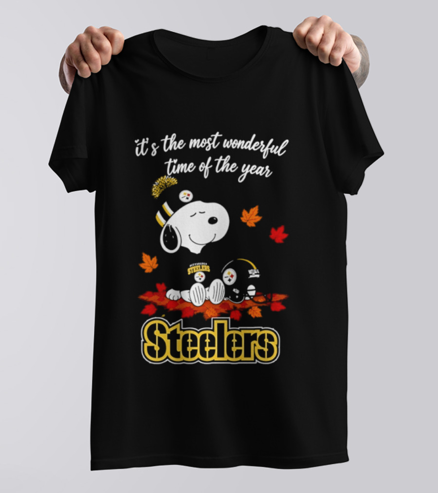 Pittsburgh Steelers Snoopy Fall Halloween 2026 It's The Most Wonderful Time Of The Year T-Shirt