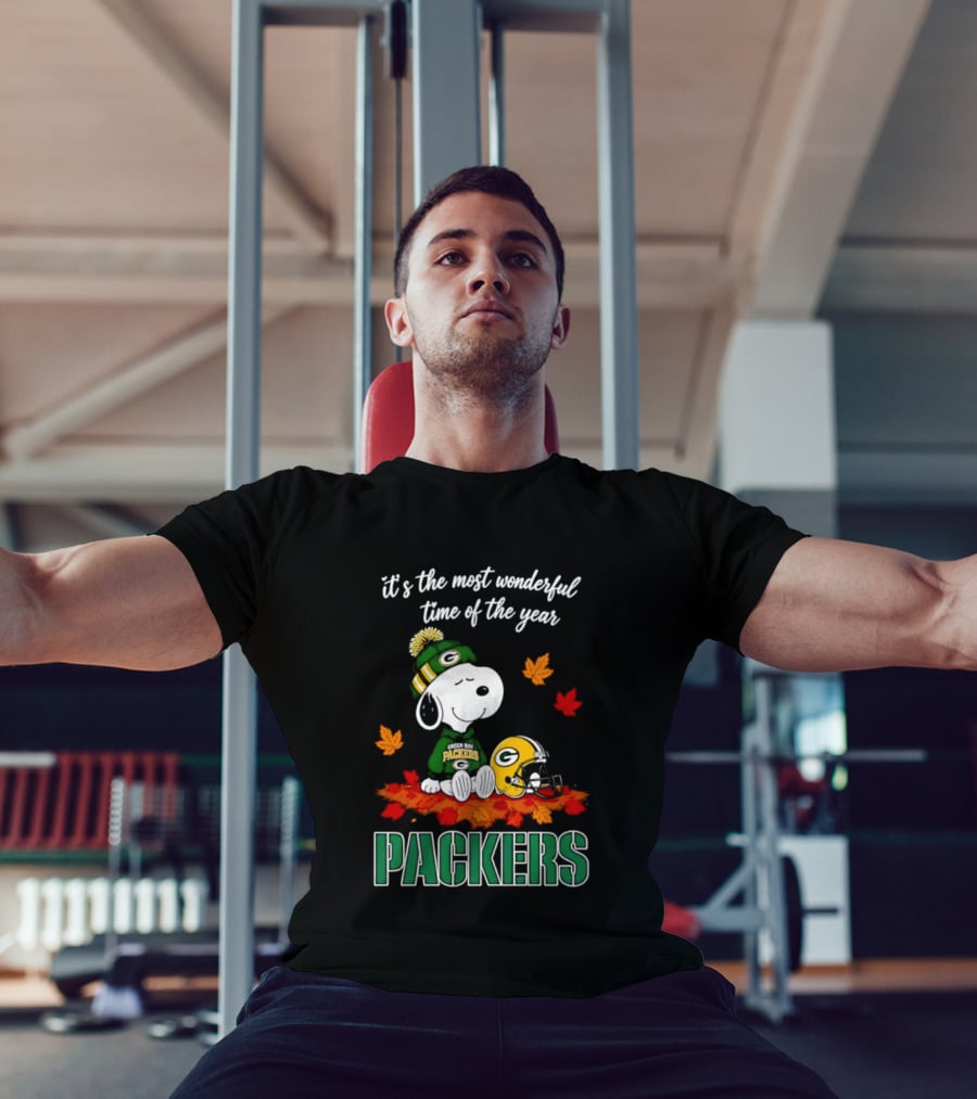 Packers Snoopy Fall Halloween 2026 Most Wonderful Time Of The Year T-Shirt