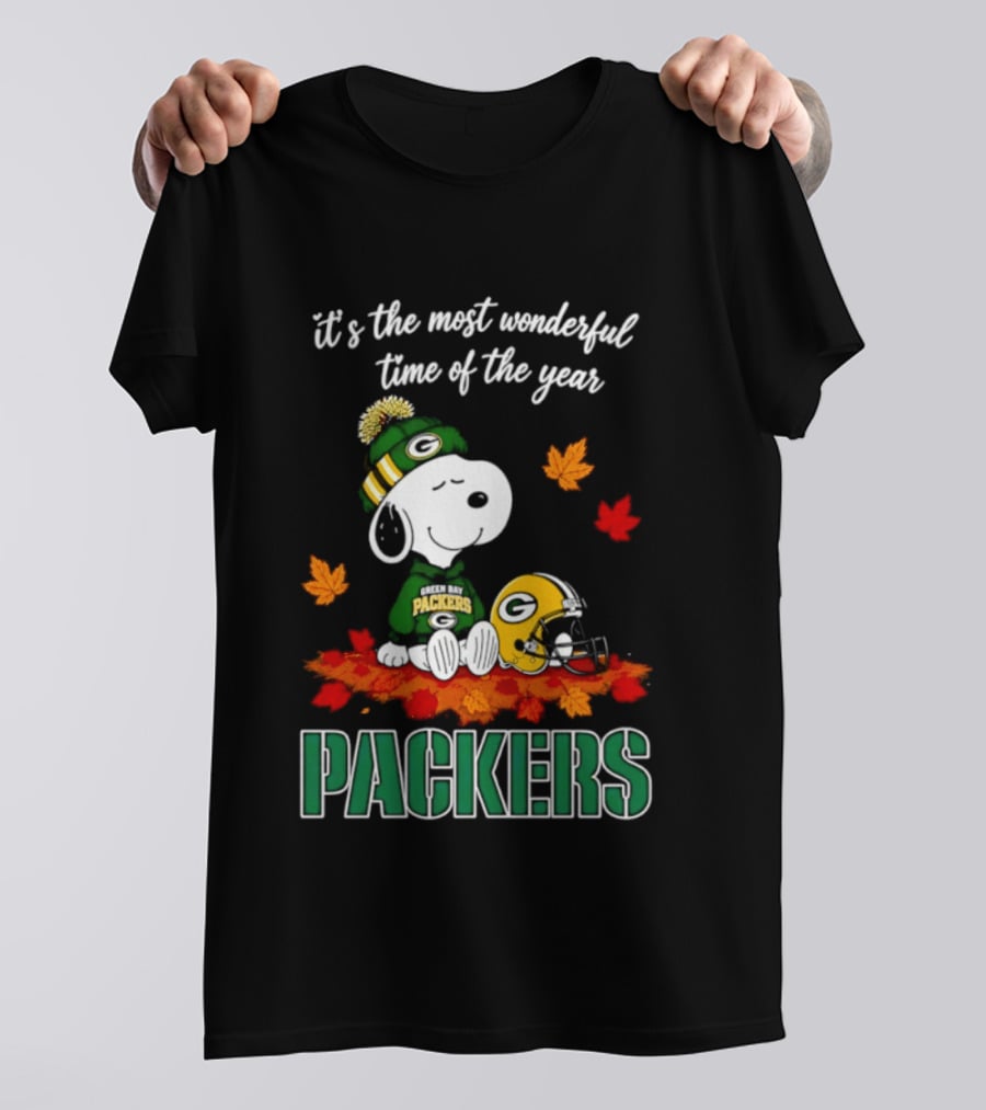 Packers Snoopy Fall Halloween 2026 Most Wonderful Time Of The Year T-Shirt