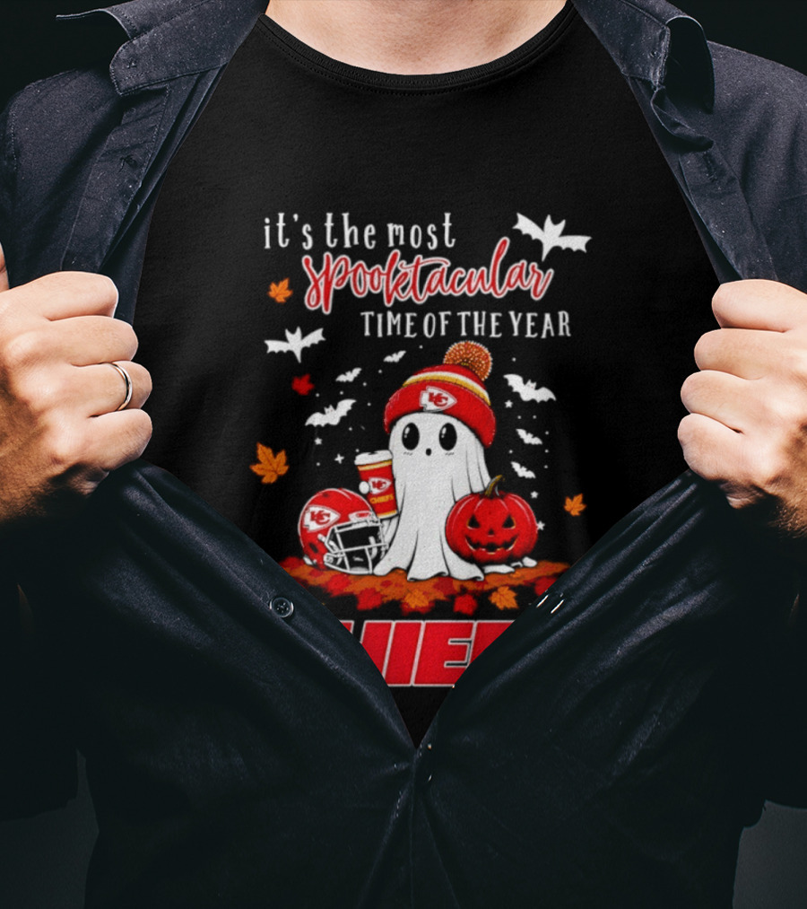 Kansas City Chiefs Halloween Ghost It's The Most Spooktacular Time Of The Year 2026 T-Shirt