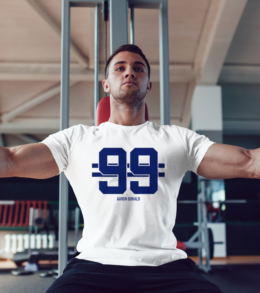Aaron Donald 99 Los Angeles Rams Stripe Number T-Shirt