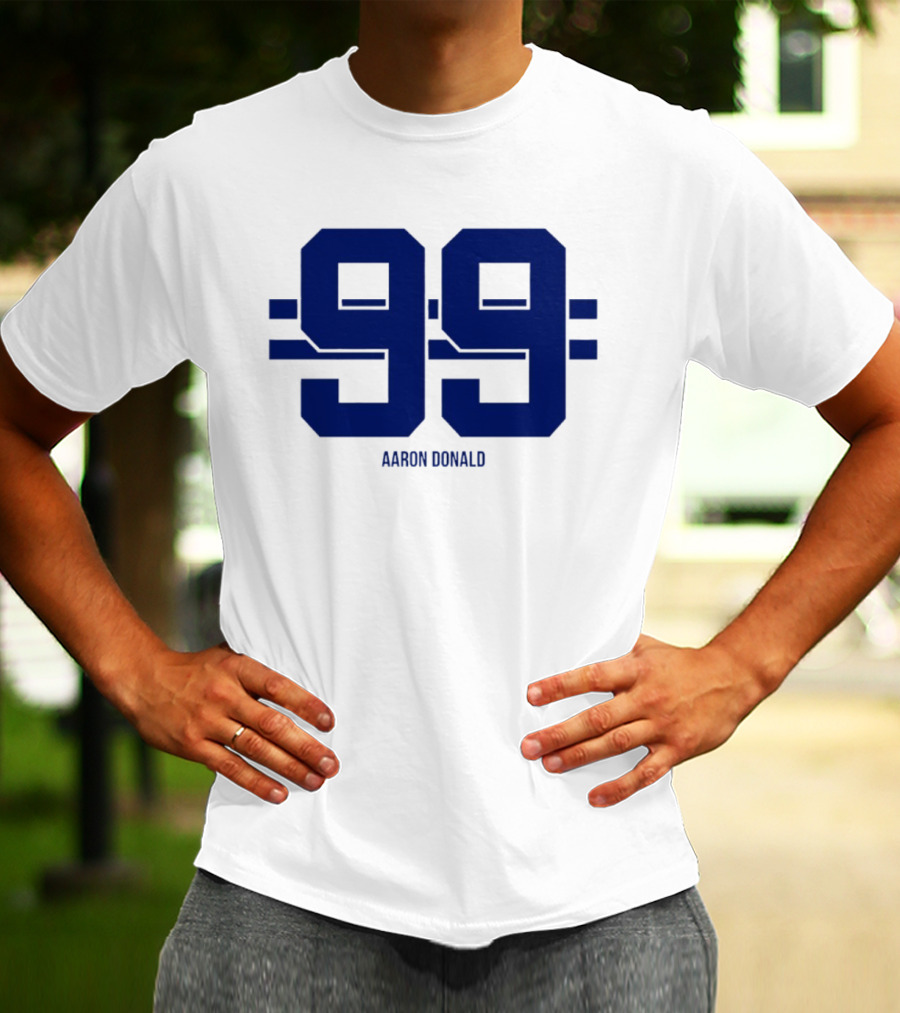 Aaron Donald 99 Los Angeles Rams Stripe Number T-Shirt