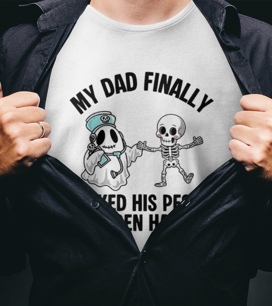 My Dad Finally Kicked His Pesky Oxygen Habit Ghost Skeleton T-Shirt