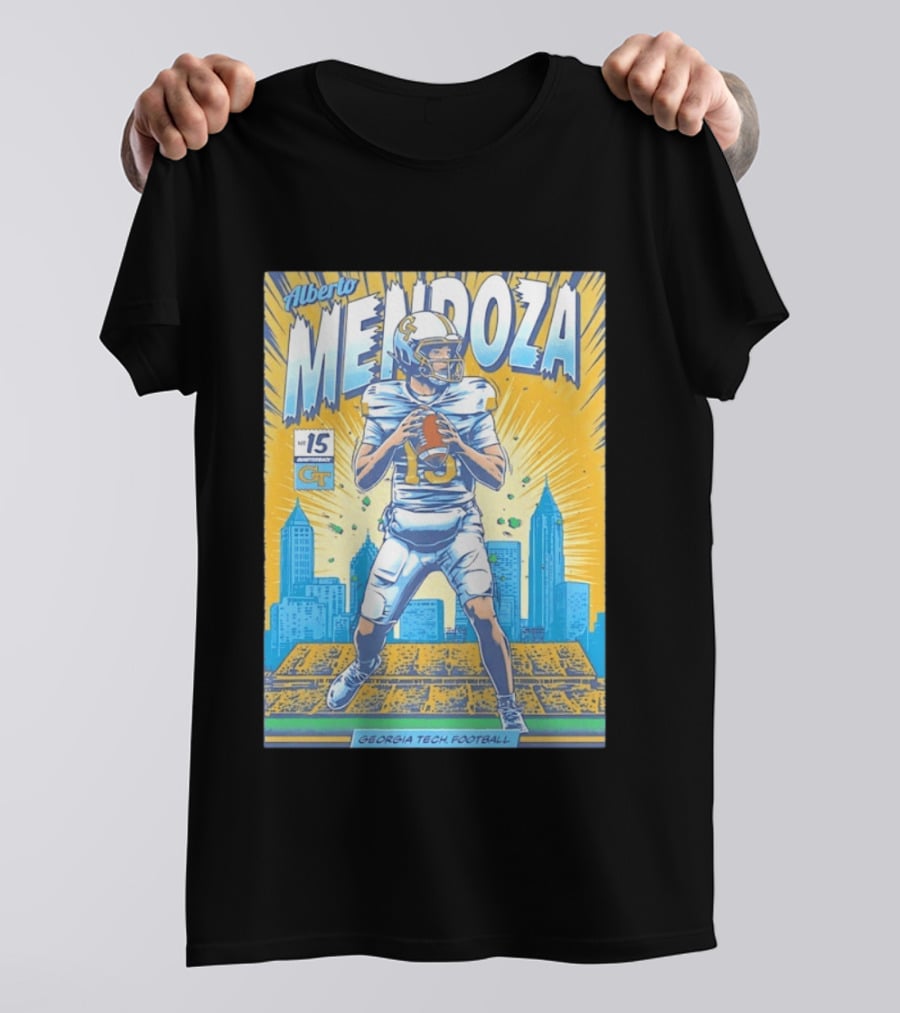 Alberto Mendoza Georgia Tech Football No 15 Yellow Jackets T-Shirt