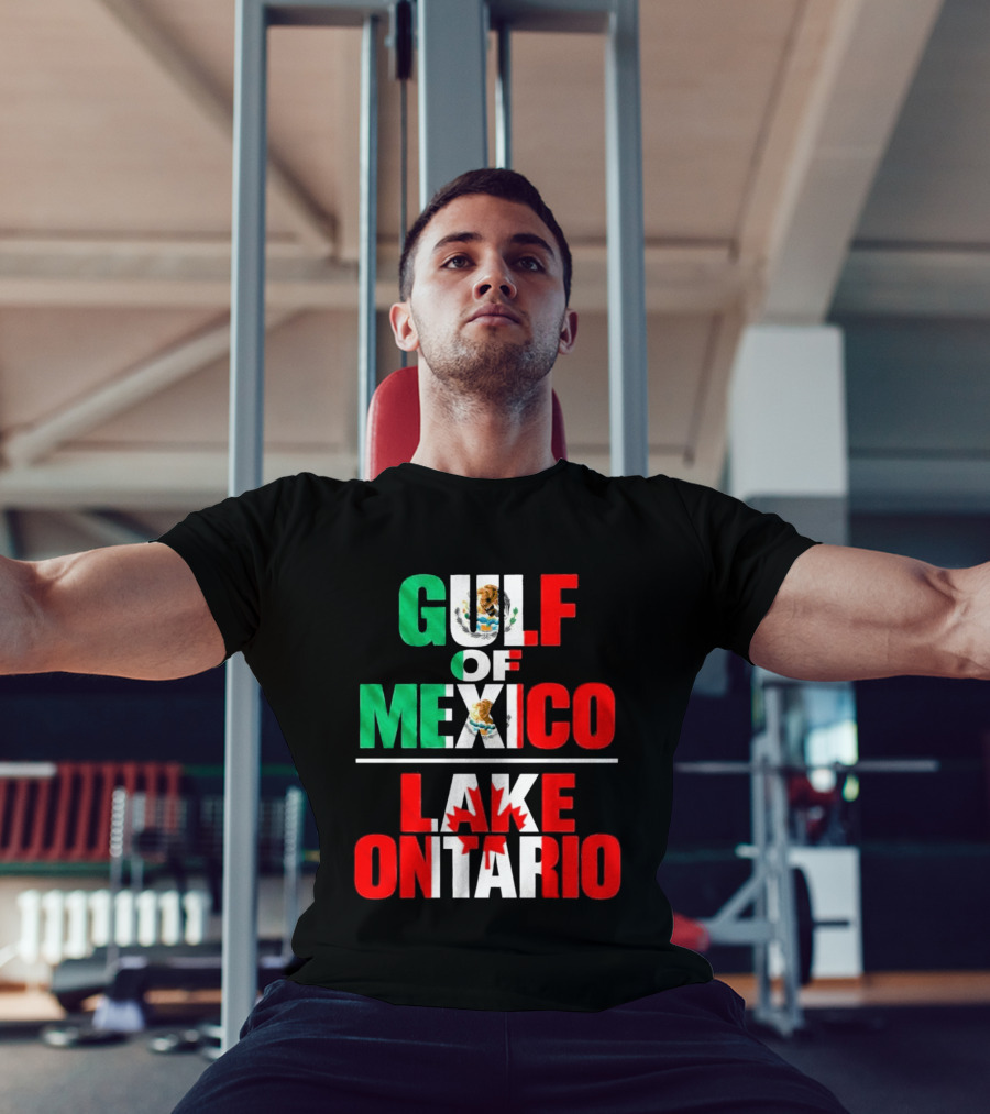 Gulf Of Mexico Lake Ontario Mexican Flag Canadian Maple Leaf Fusion T-Shirt