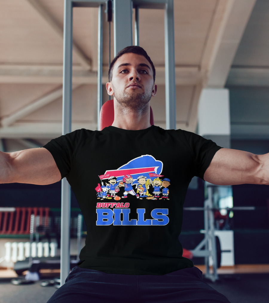 Peanuts Characters Supporting Buffalo Bills Team Fan Gear T-Shirt