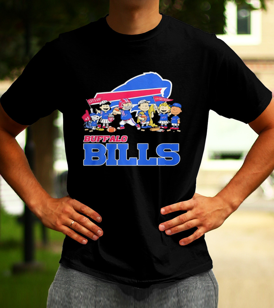 Peanuts Characters Supporting Buffalo Bills Team Fan Gear T-Shirt