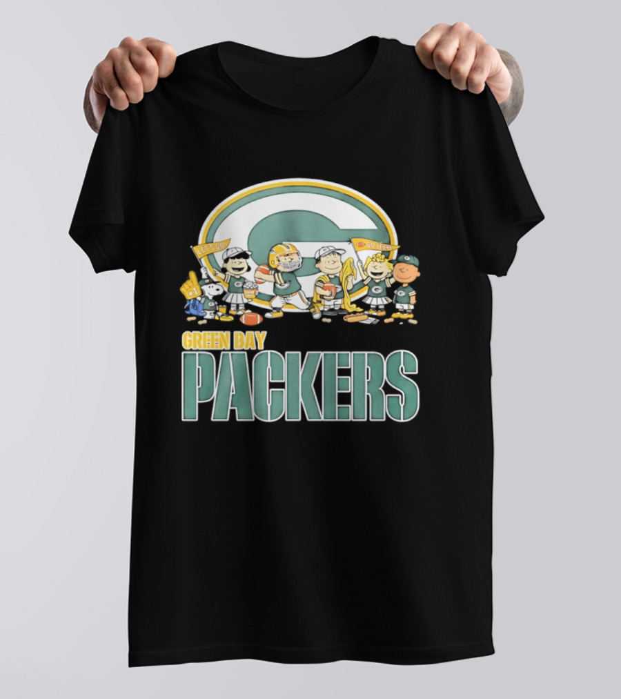 Peanuts Characters Celebrating Green Bay Packers Let's Go Go Team T-Shirt