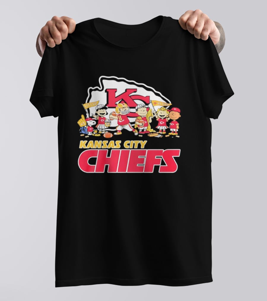 Kansas City Chiefs Peanuts Characters Go Team Let's Go T-Shirt