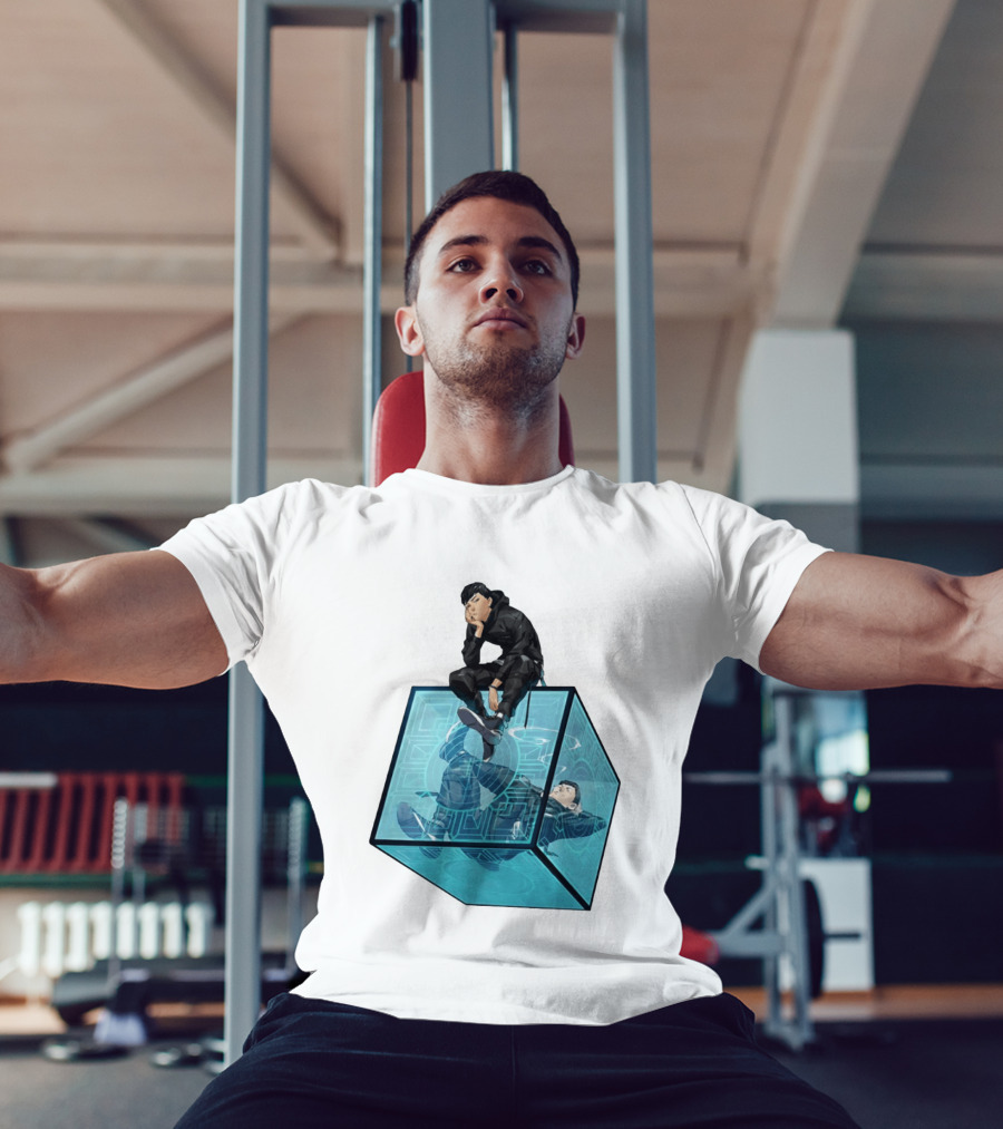 Ghostwire Tokyo Character Sitting On Cyber Cube T-Shirt