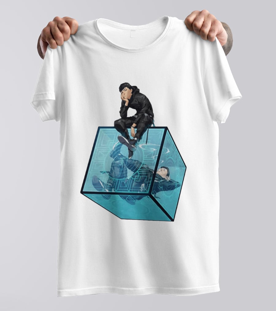 Ghostwire Tokyo Character Sitting On Cyber Cube T-Shirt