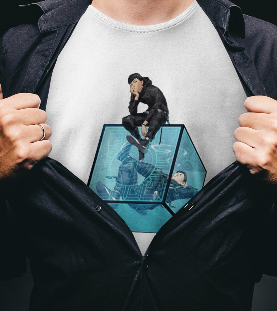 Ghostwire Tokyo Character Sitting On Cyber Cube T-Shirt