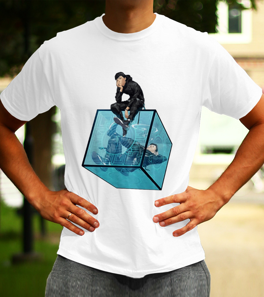 Ghostwire Tokyo Character Sitting On Cyber Cube T-Shirt