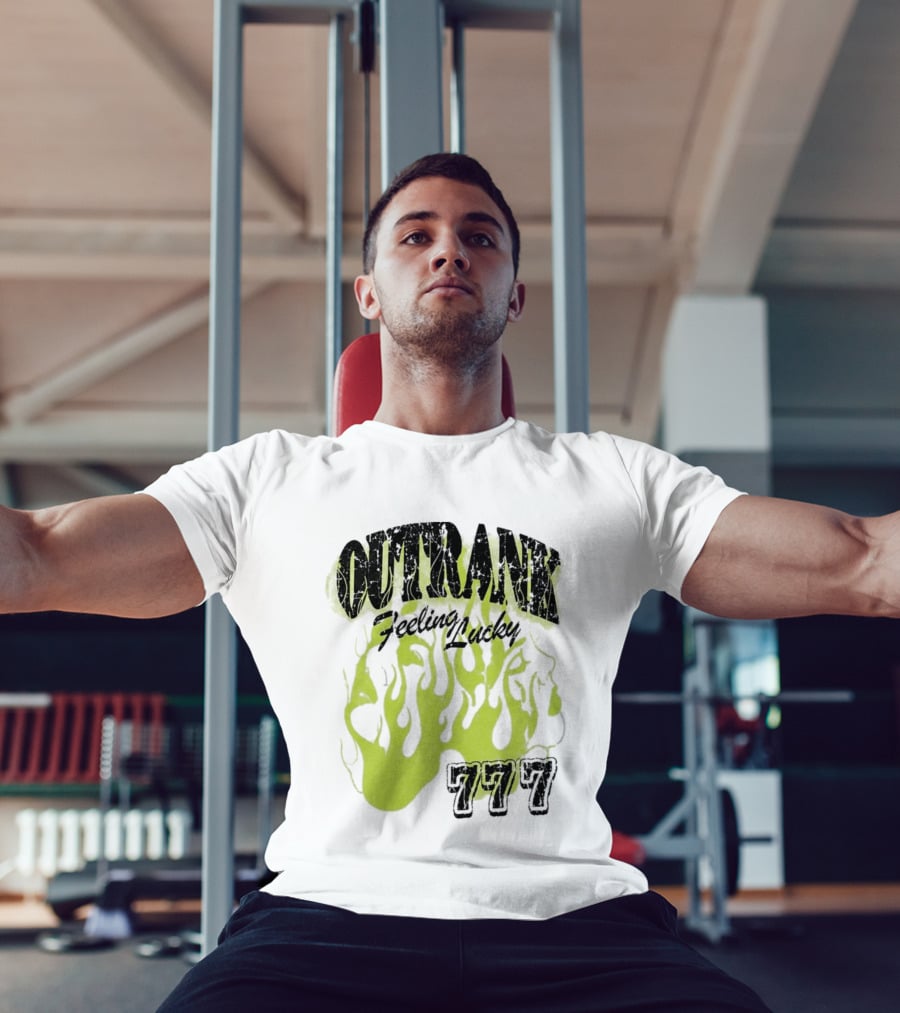 Outrank Feeling Lucky 777 Green Flames T-Shirt