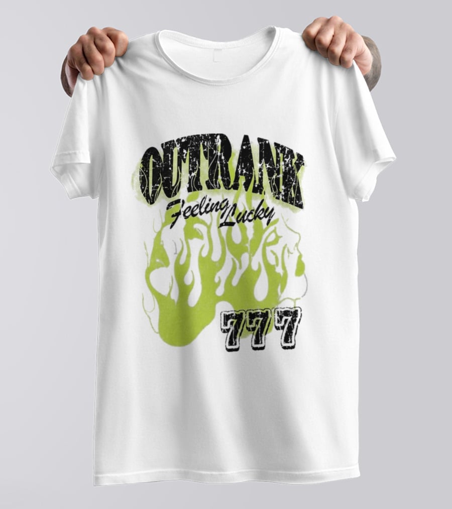 Outrank Feeling Lucky 777 Green Flames T-Shirt