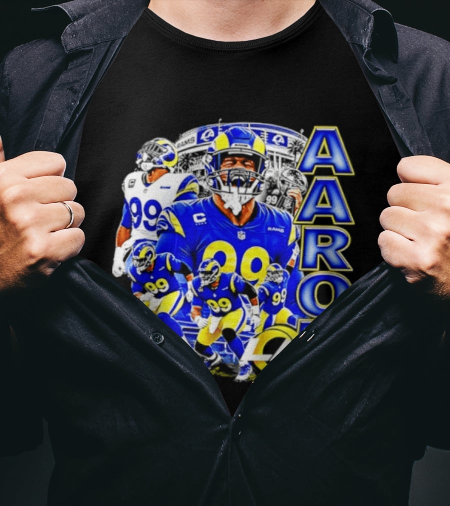 Aaron Donald Los Angeles Rams 99 Blue Collage 90s Bootleg T-Shirt
