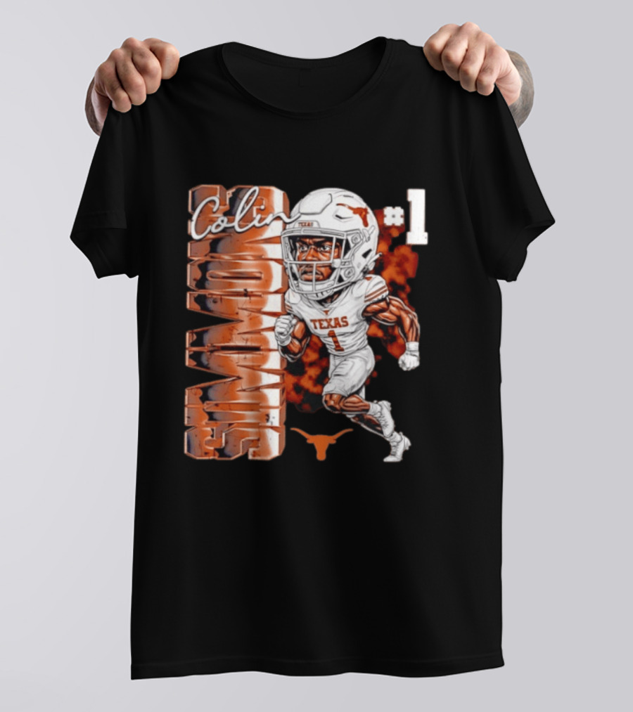 Colin Simmons #1 Texas Longhorns Football Caricature T-Shirt
