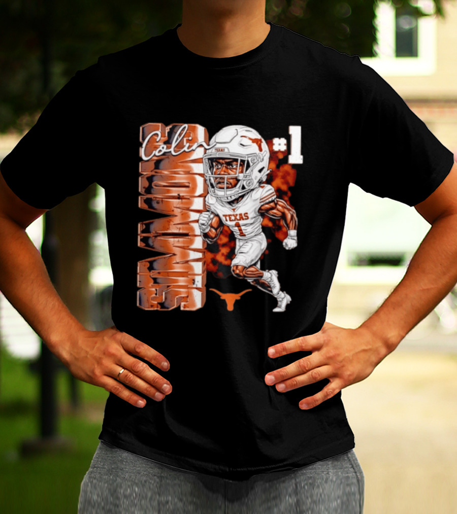 Colin Simmons #1 Texas Longhorns Football Caricature T-Shirt