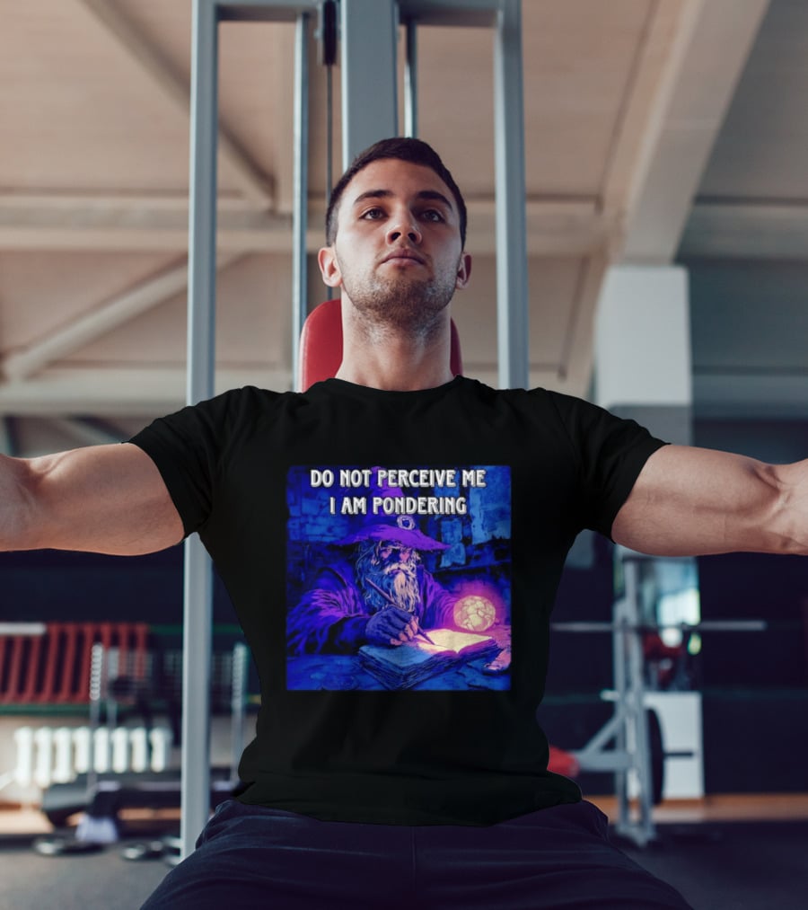 Do Not Perceive Me I Am Pondering Wizard Magical Book And Glowing Orb T-Shirt