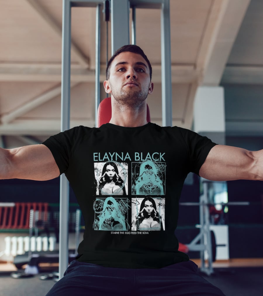 Elayna Black Starve The Ego Feed The Soul Portrait Grid T-Shirt