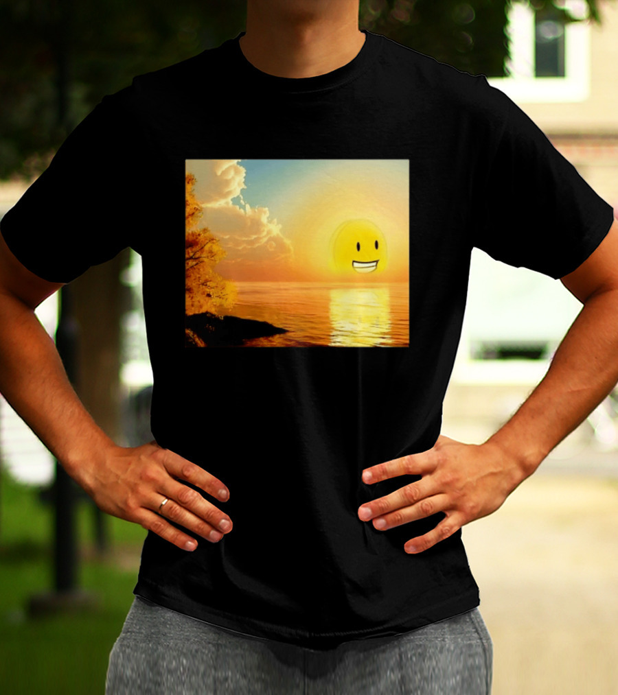 Golden Coin Face Sunset Over Water Inspired By Battle For Dream Island T-Shirt