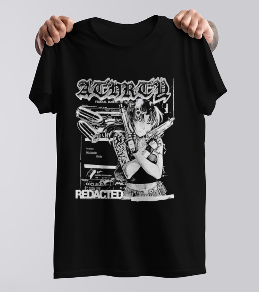 Top Revy With Gun Federal Bureau Of Investigation Redacted Anime Girl T-Shirt