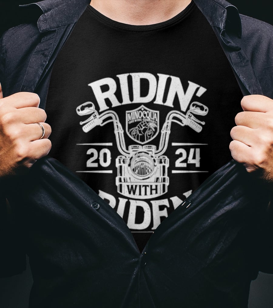 Ridin' With Biden 2024 Minocqua Brewing Company T-Shirt