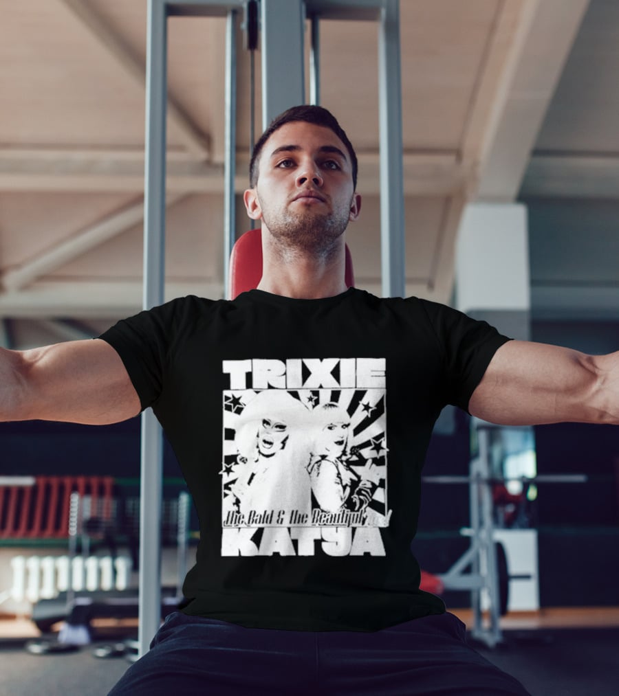 Trixie Katya The Bald And The Beautiful Stars Burst Microphone T-Shirt