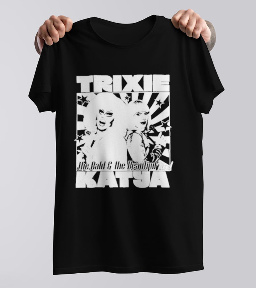 Trixie Katya The Bald And The Beautiful Stars Burst Microphone T-Shirt