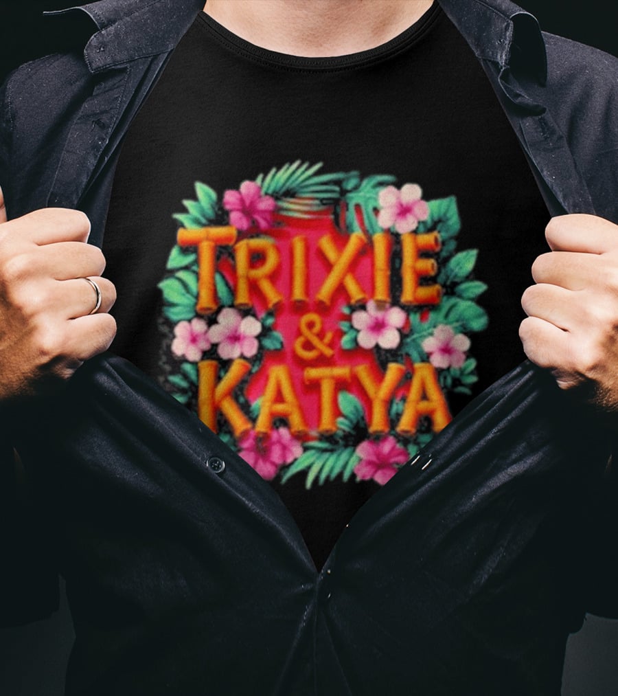 Trixie & Katya Tropical Floral Design Surfers T-Shirt