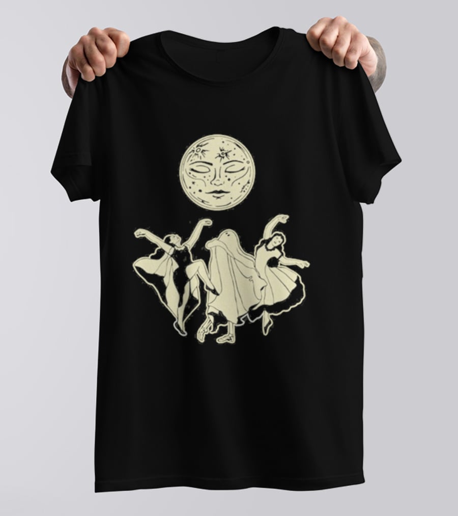 Two Girls Ghostly Dance Under Moon T-Shirt