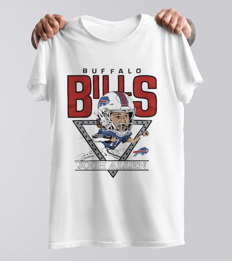 Buffalo Bills Josh Allen Football Caricature Triangle T-Shirt