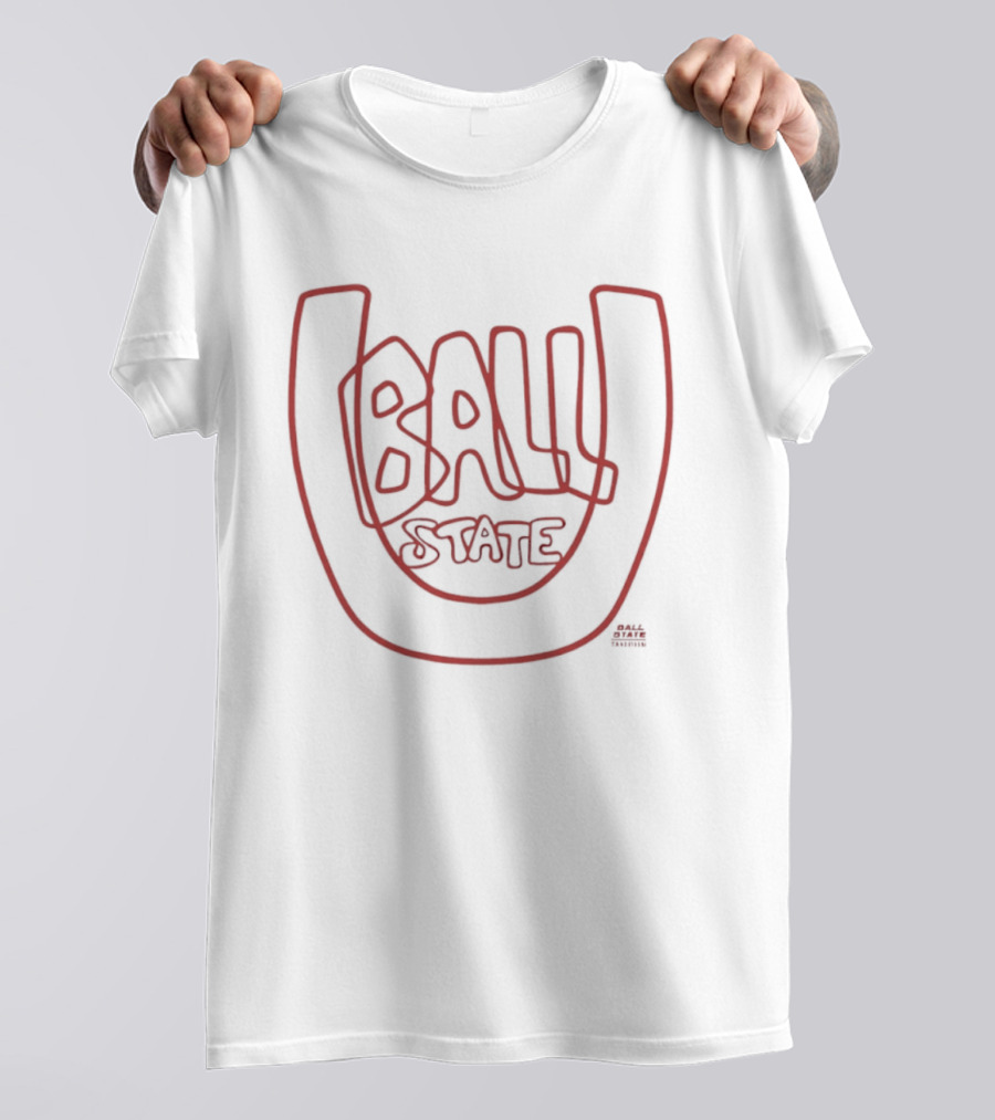 Ball State U Bold Red Text Inside Horseshoe T-Shirt