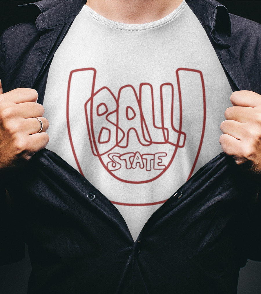 Ball State U Bold Red Text Inside Horseshoe T-Shirt
