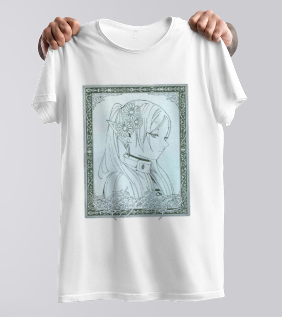Frieren Evergreen Elf Girl Floral Fantasy Art Nouveau T-Shirt
