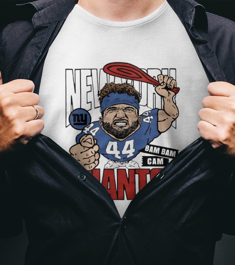 New York Giants Bam Bam Cam 44 Caricature Football ан T-Shirt