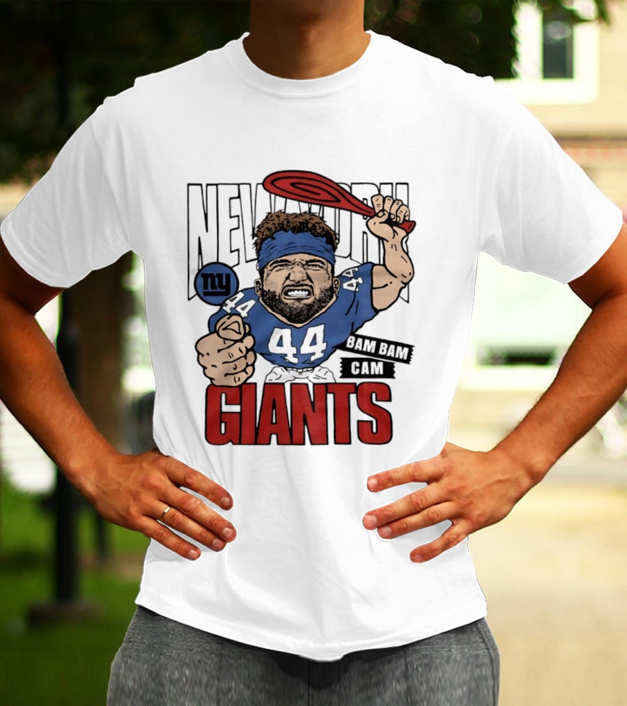 New York Giants Bam Bam Cam 44 Caricature Football ан T-Shirt