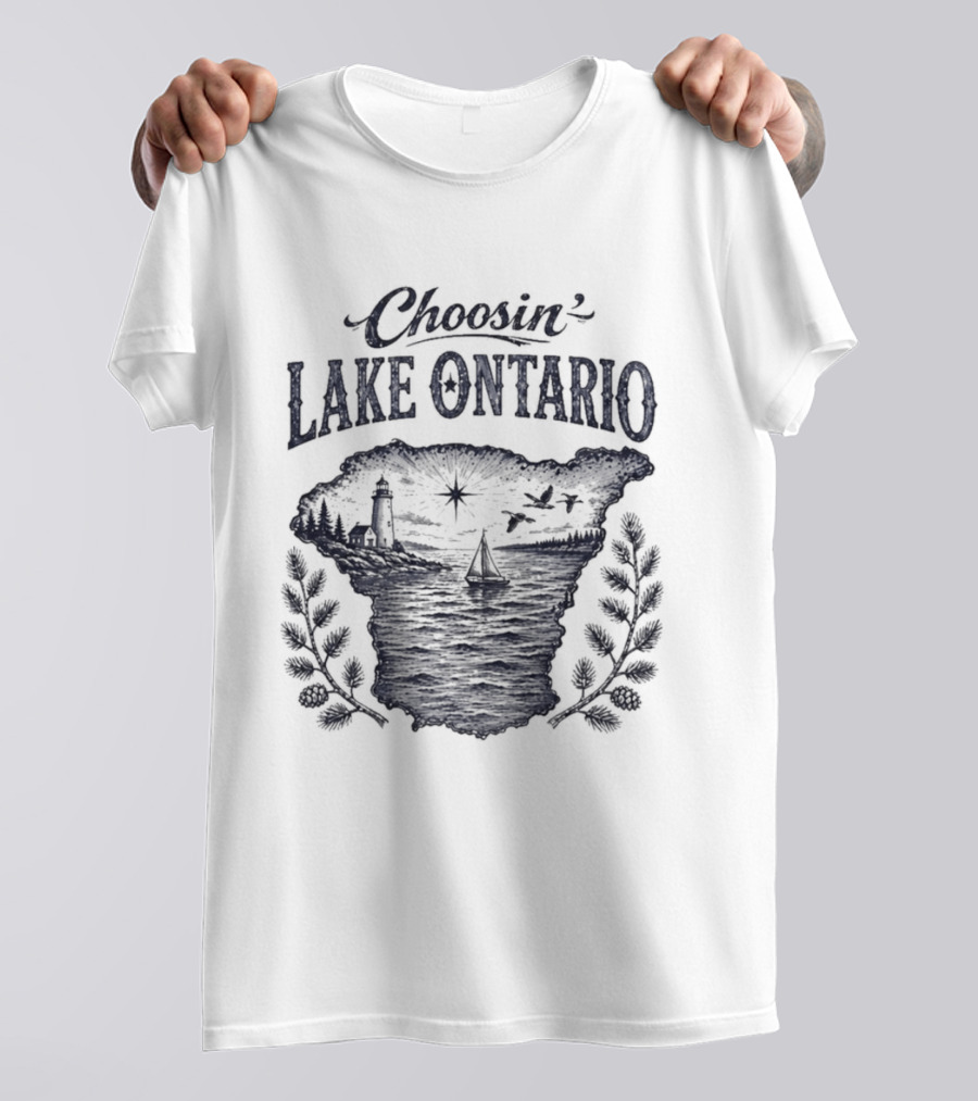 Choosin' Lake Ontario Nautical Adventure Map T-Shirt