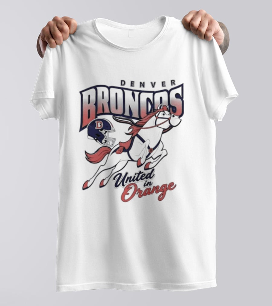 Denver Broncos United In Orange Football Helmet Horse T-Shirt