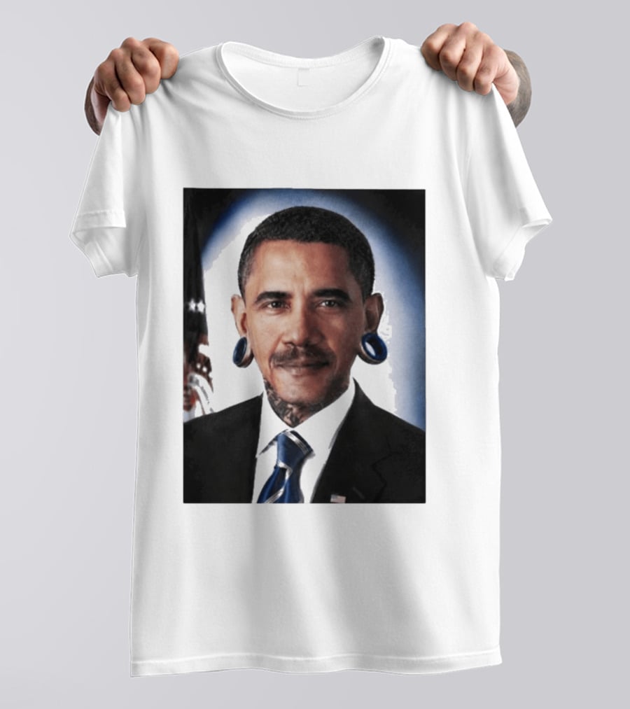Obama President Political Fashion With Tattoos And Futuristic T-Shirt