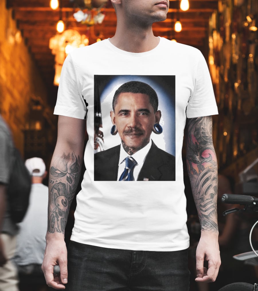 Obama President Political Fashion With Tattoos And Futuristic T-Shirt