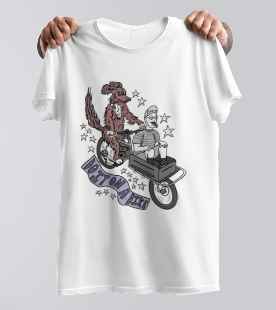 Original Dog On A Bike Omnium Cycling Matt Crank Free And High Stars T-Shirt