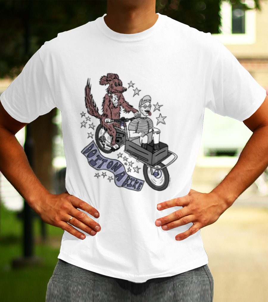 Original Dog On A Bike Omnium Cycling Matt Crank Free And High Stars T-Shirt