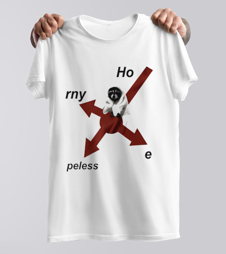 Raccoon Horny Hopeless Hoe Arrows T-Shirt