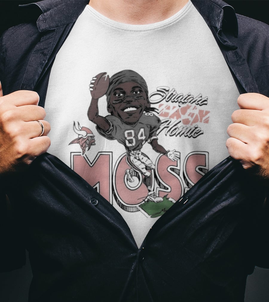 Moss Minnesota Vikings Straight Cash Homie Football Caricature T-Shirt